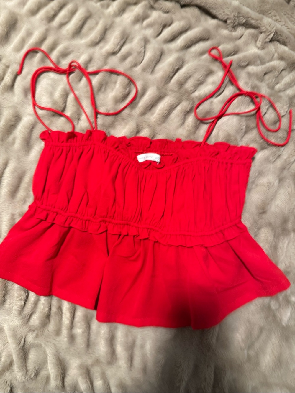 Altar’d State Red Ruffle Tie-Strap Top – Size Medium